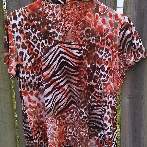 Elementz Animal Print Top Tunic Bead Embellished - Picture 2 of 8